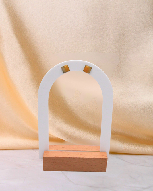 Boucles d'oreilles puces carrés - Jaune