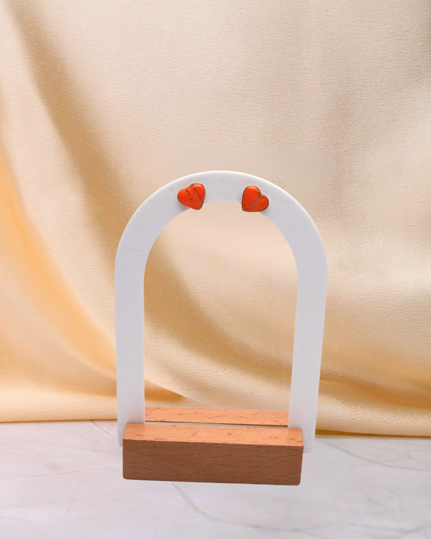 Boucles d'oreilles puces coeurs - Orange