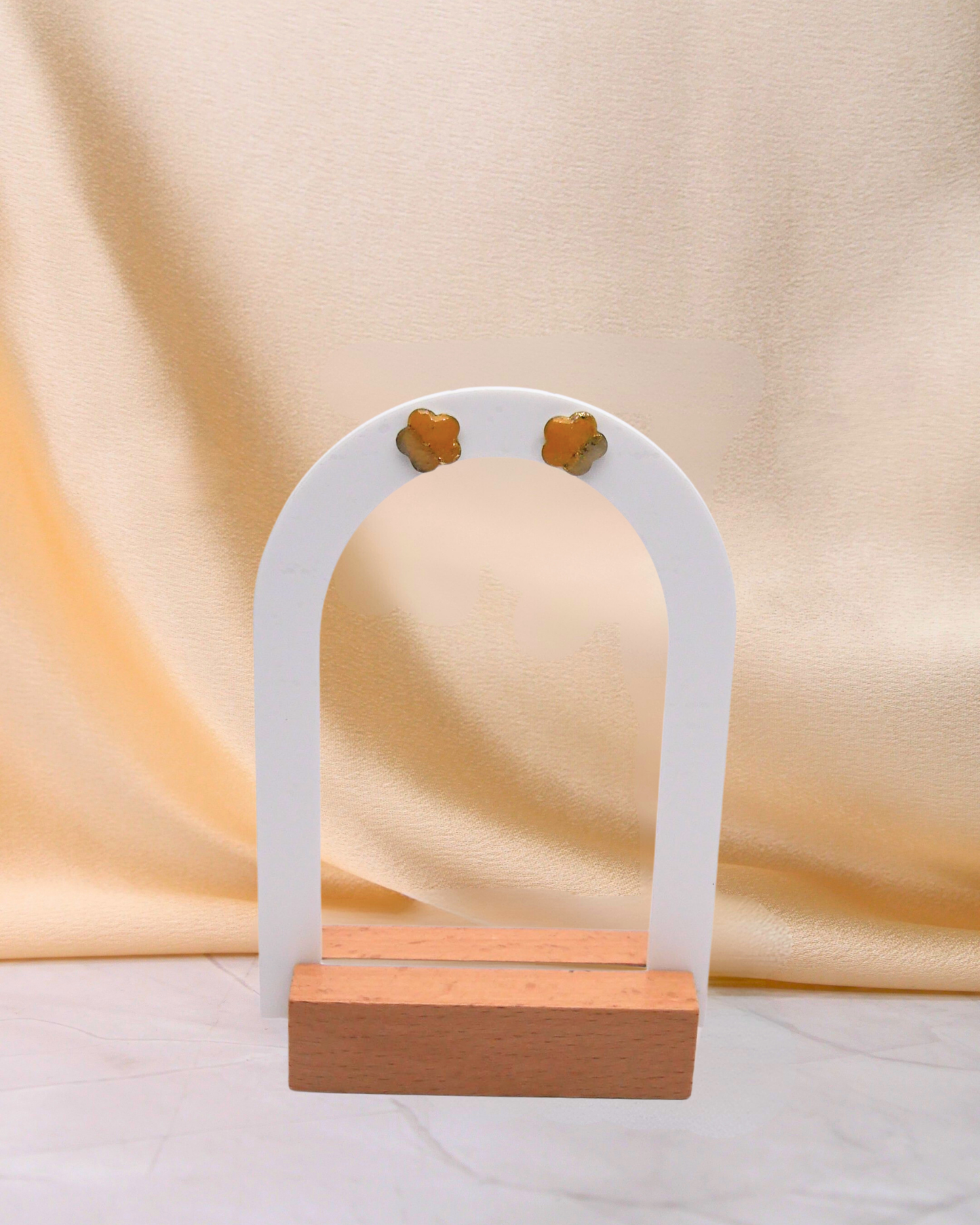 Boucles d'oreilles puces fleurs - Jaune