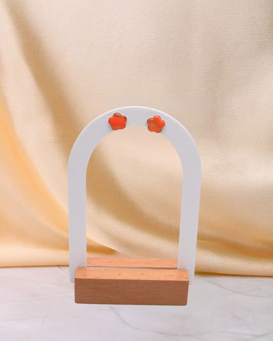 Boucles d'oreilles puces fleurs - Orange