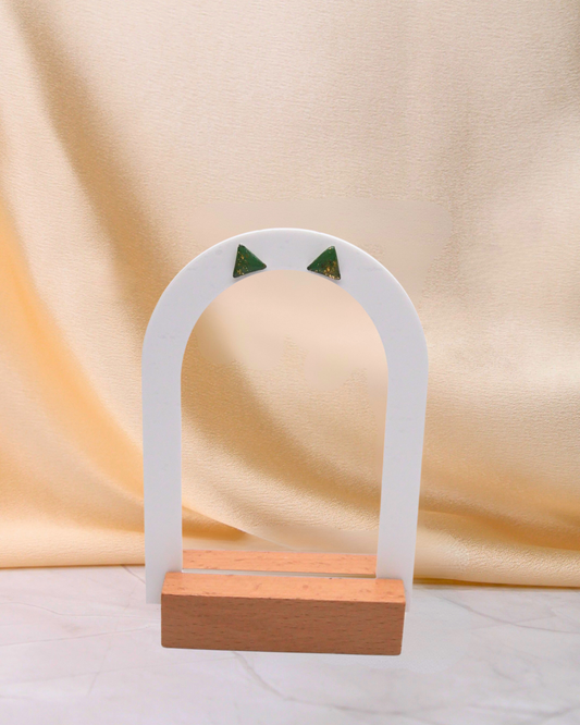 Boucles d'oreilles puces triangles - Vert