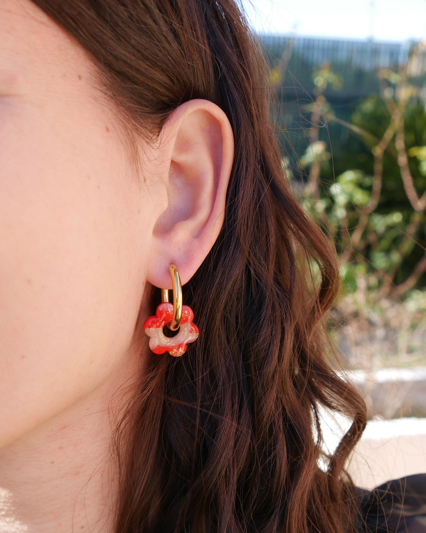 Créoles fleurs - Rouge