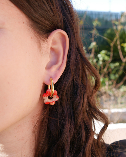 Créoles fleurs - Rouge