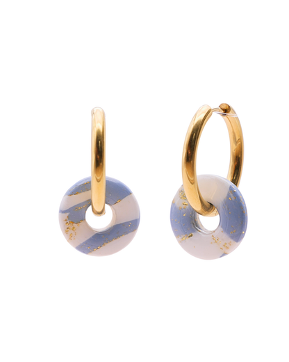 Créoles anneaux - Blanc & bleu