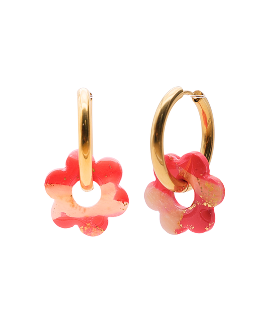 Créoles fleurs - Rouge