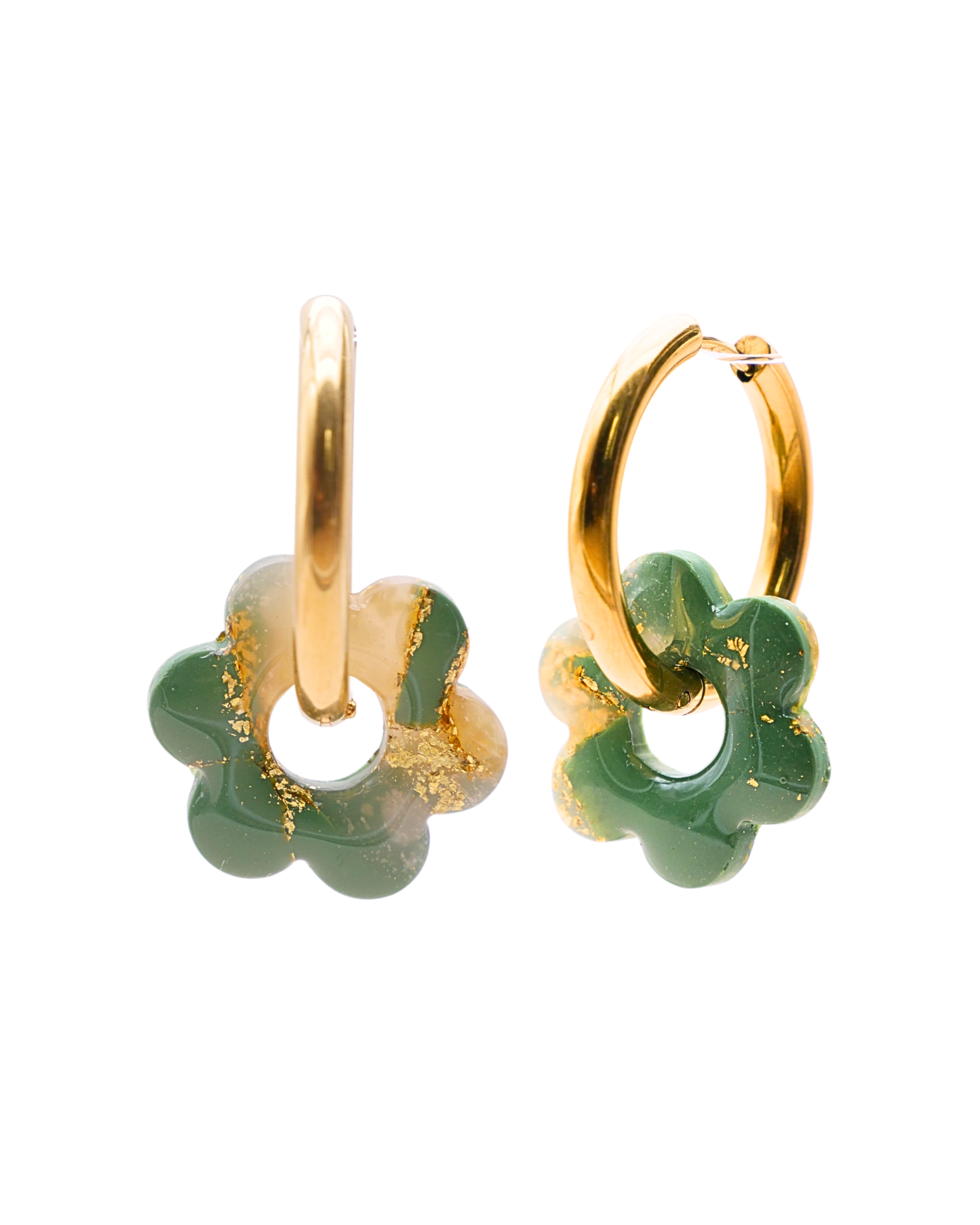 Créoles fleurs - Vert