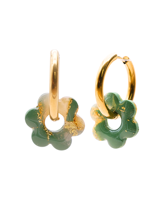 Créoles fleurs - Vert