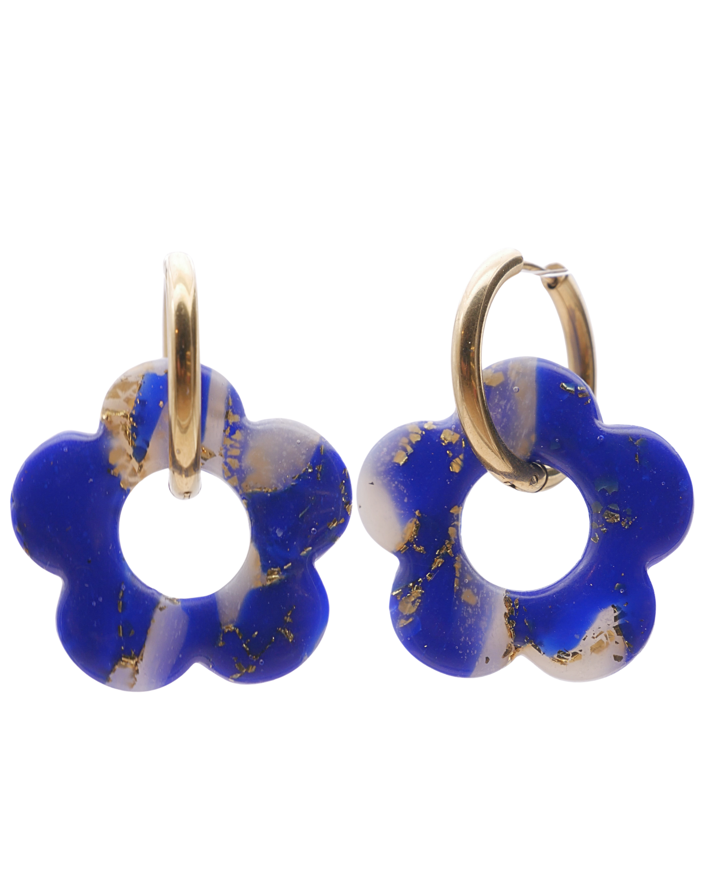 Créoles grandes fleurs - Bleu électrique
