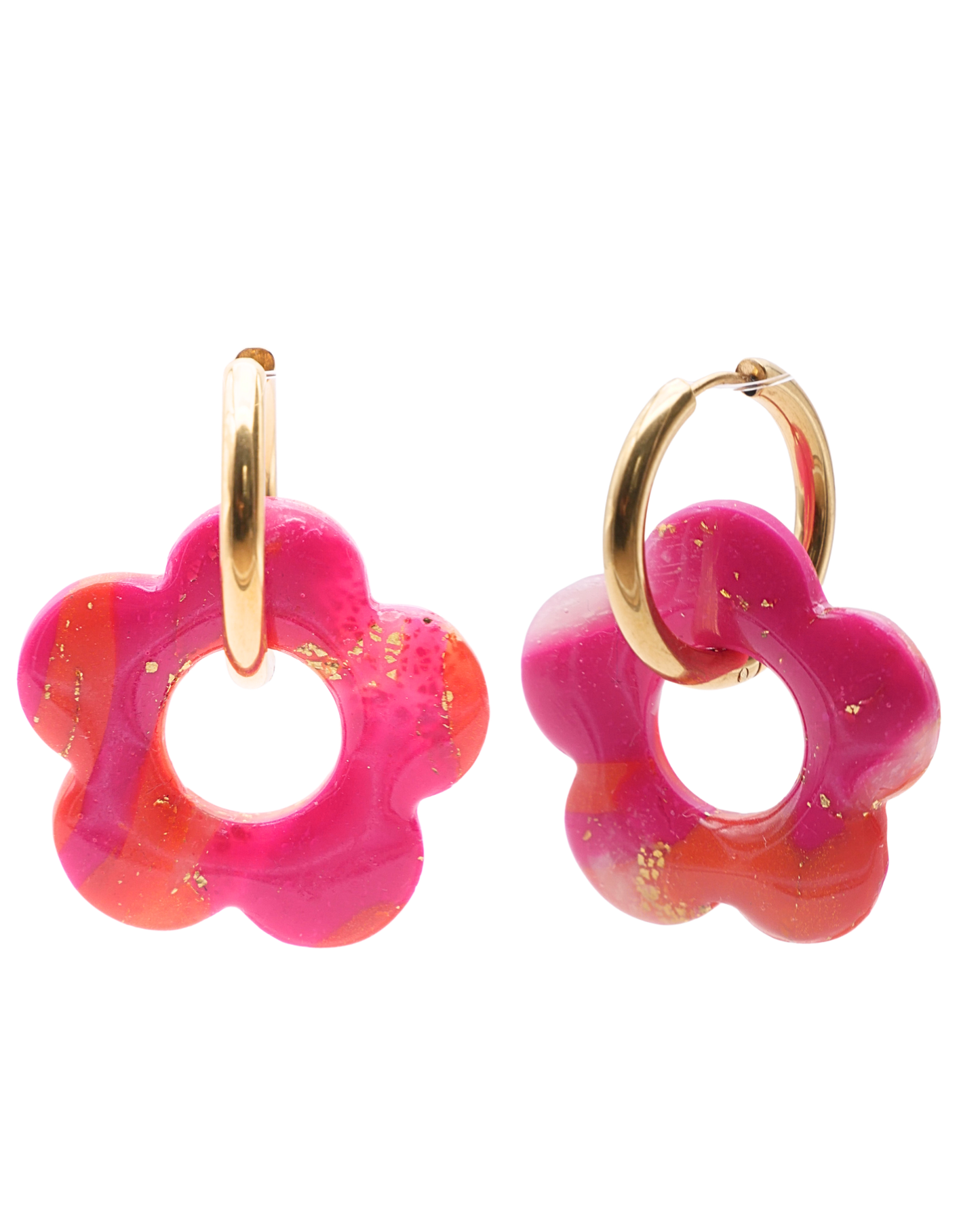 Créoles grandes fleurs - Fuchsia & Orange