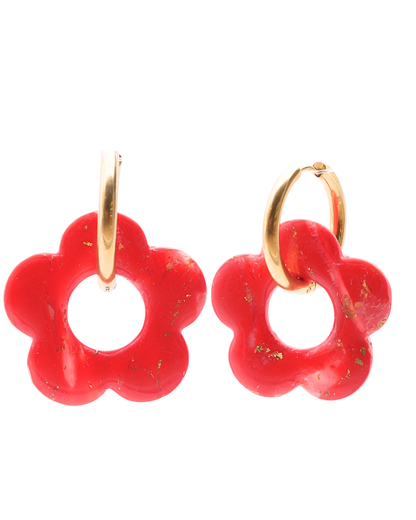 Créoles grandes fleurs - Rouge