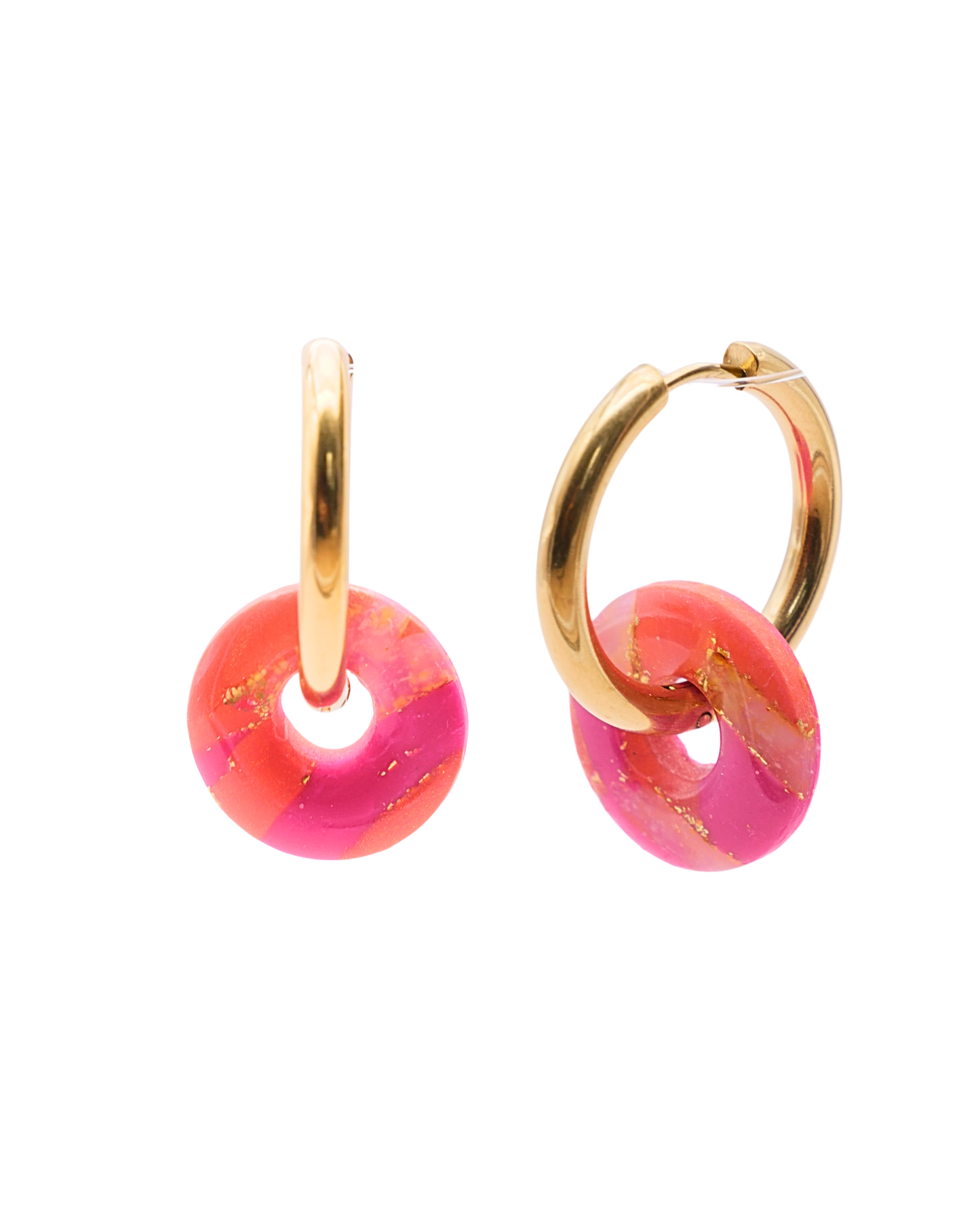 Créoles anneaux - Orange & rose