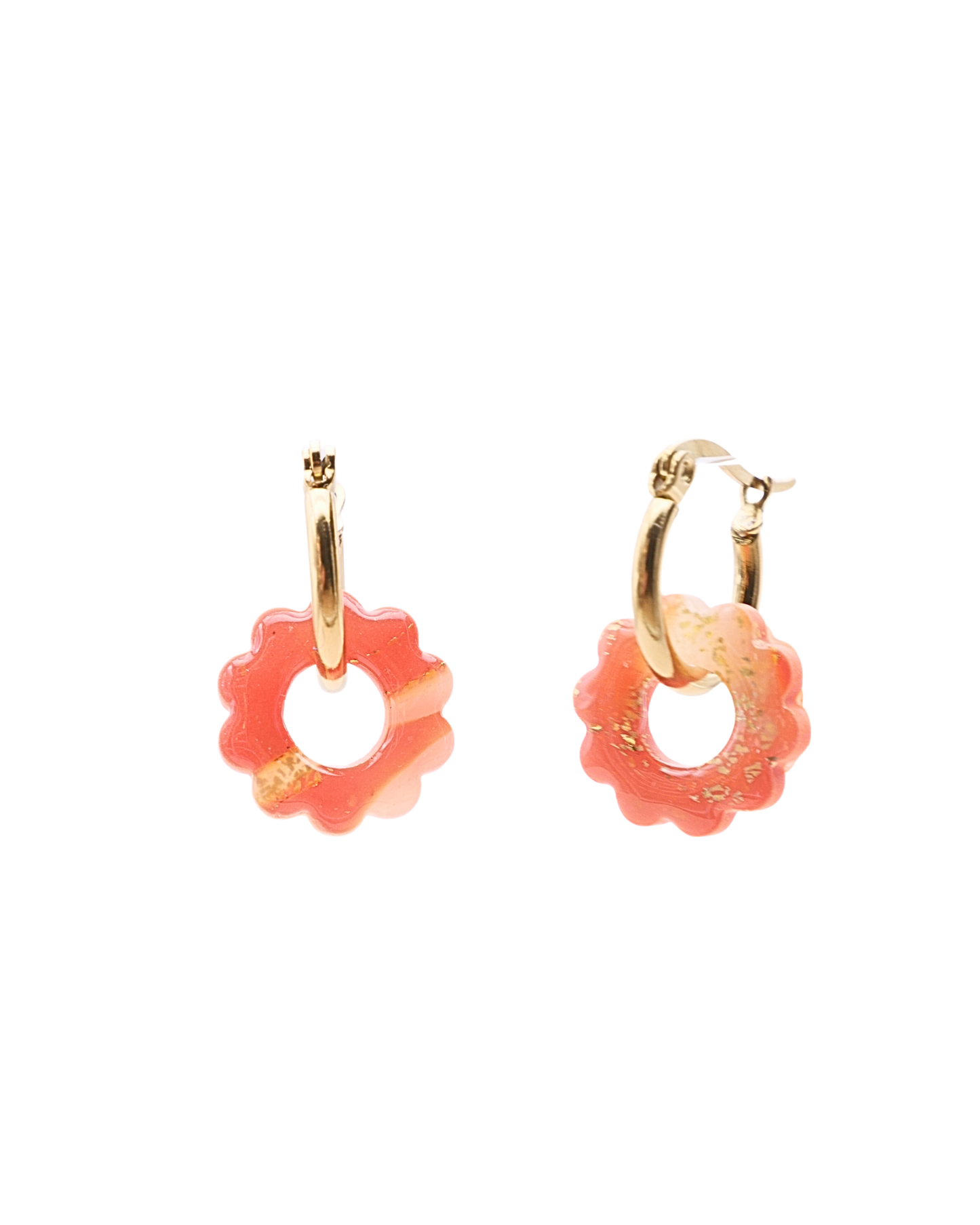Créoles petites fleurs - Orange