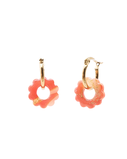 Créoles petites fleurs - Orange