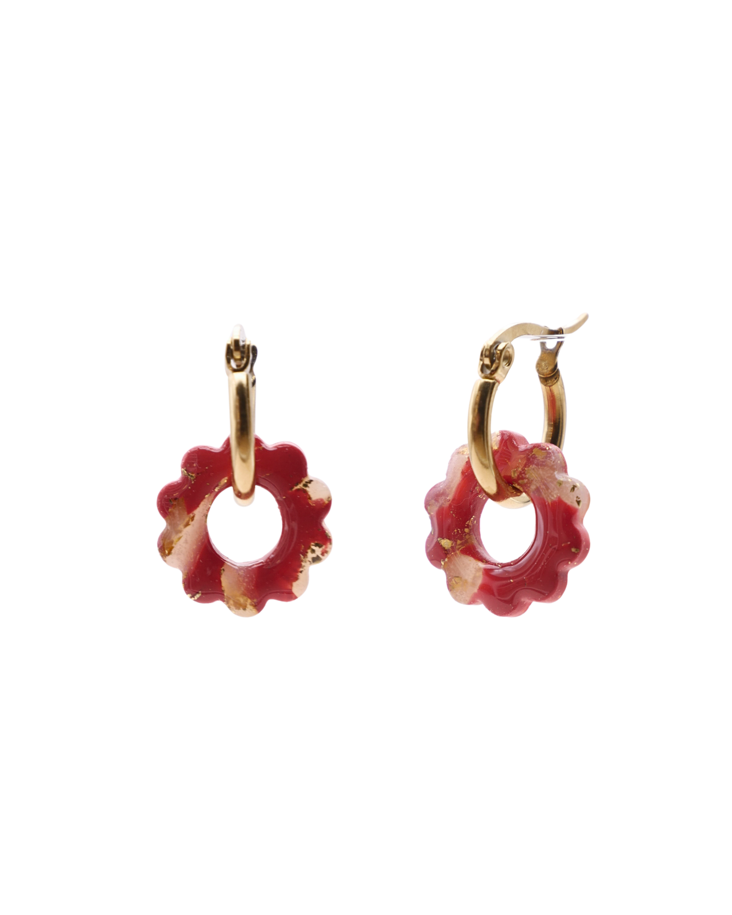 Créoles petites fleurs - Rouge rouille