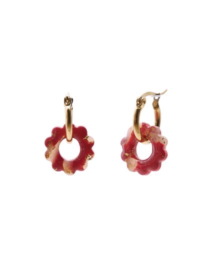 Créoles petites fleurs - Rouge rouille
