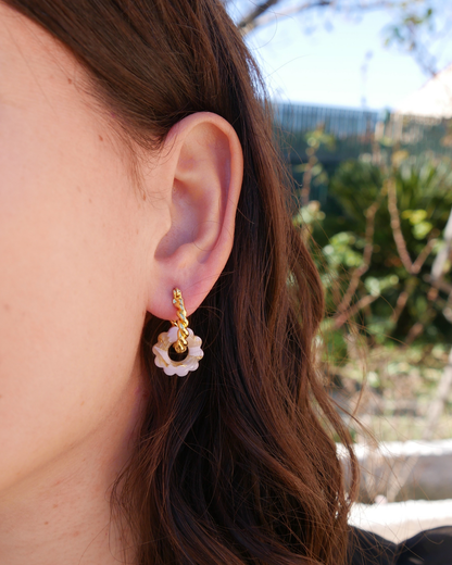 Créoles petites fleurs - Lilas