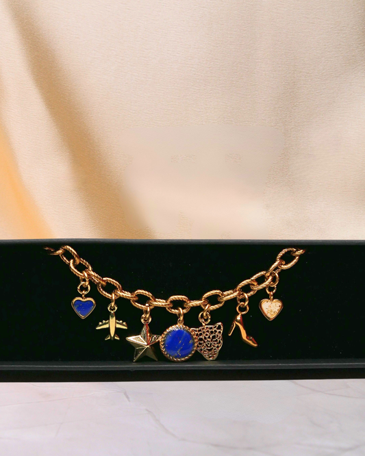 Bracelet à breloques -  Bleu électrique