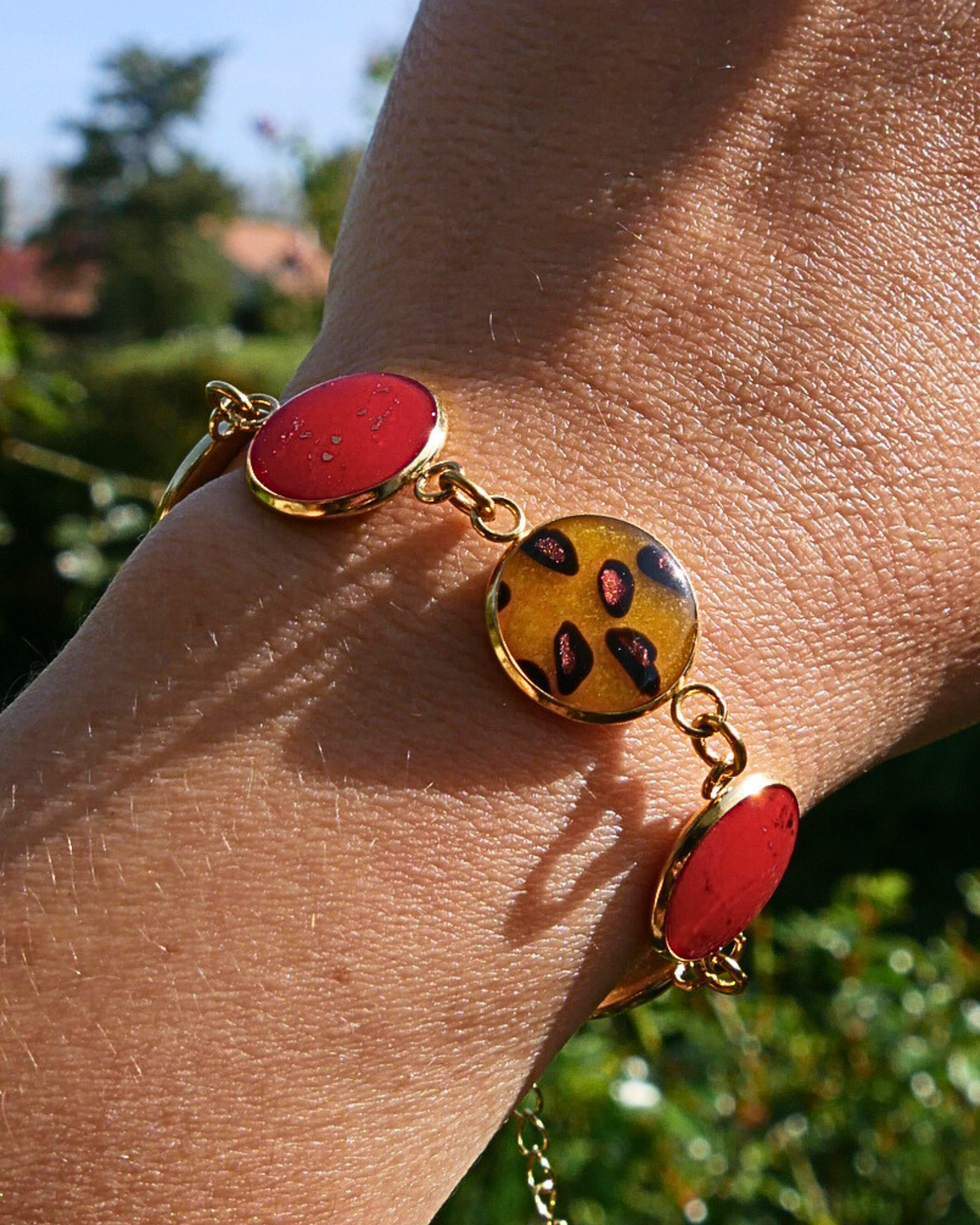 Bracelet Viviana - Léopard & rouge