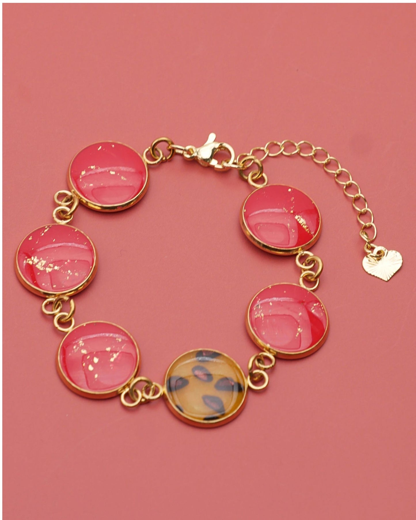 Bracelet Viviana - Léopard & rouge