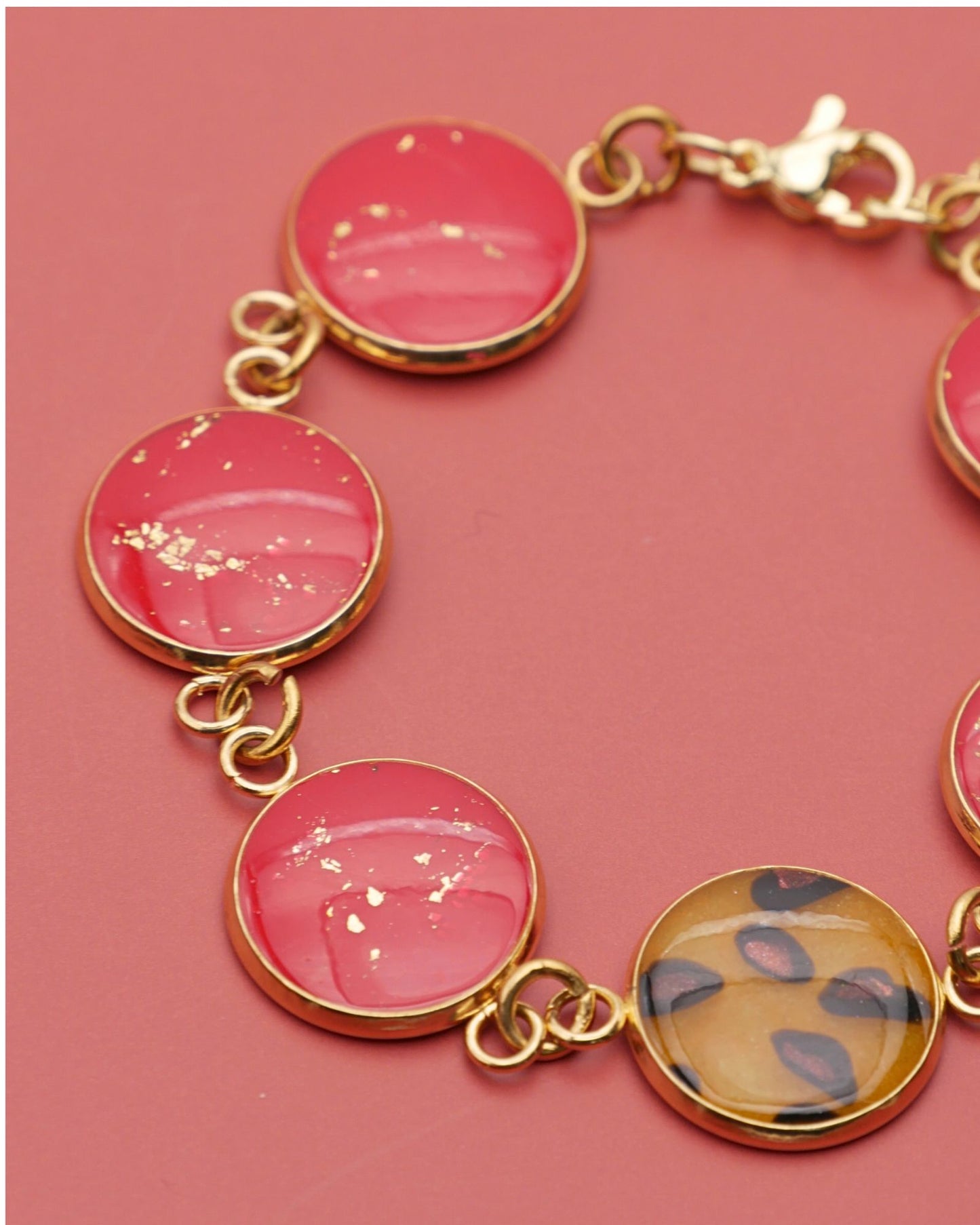 Bracelet Viviana - Léopard & rouge