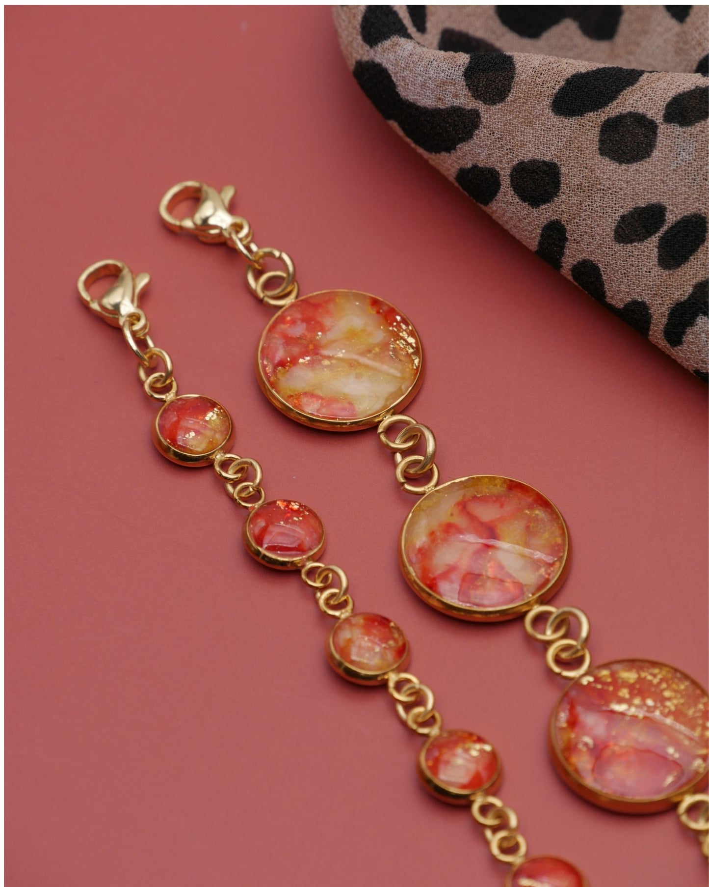 Bracelet Viviana - Rouge orangé & jaune