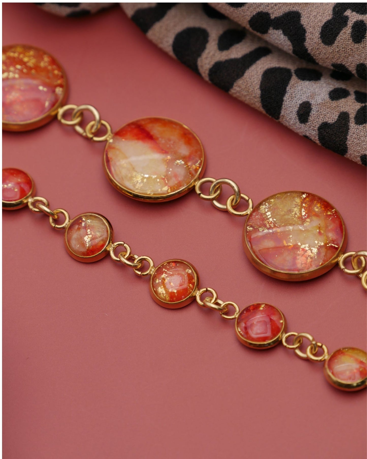 Bracelet Viviana - Rouge orangé & jaune