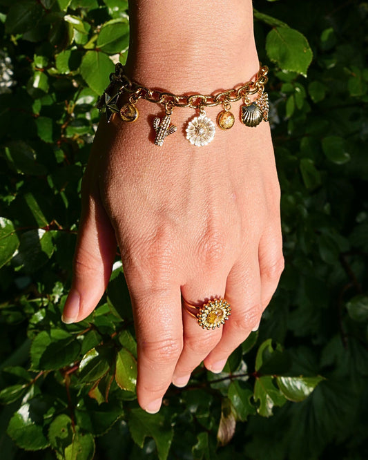 Bracelet à breloques - Marron & doré