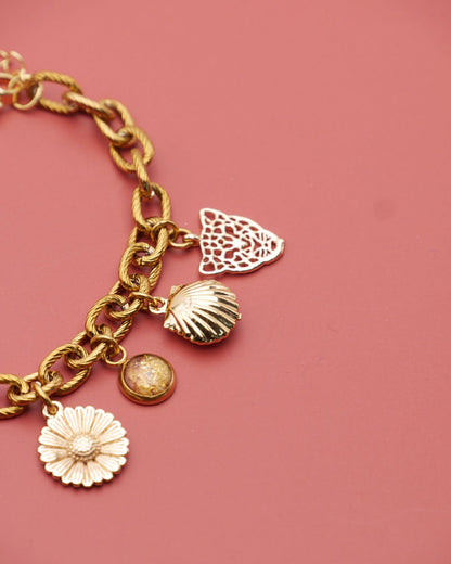 Bracelet à breloques - Marron & doré