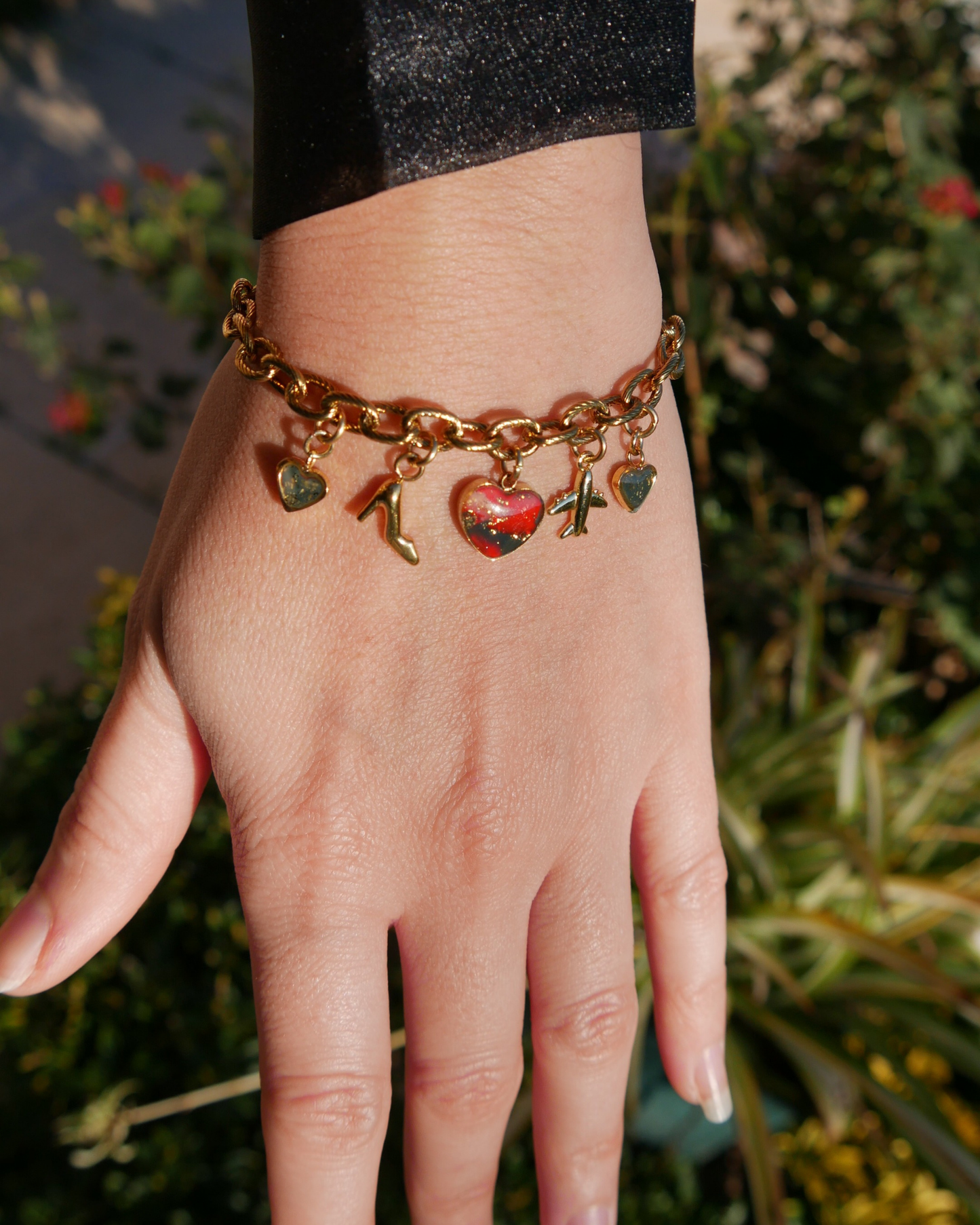 Bracelet à breloques - Rouge & vert