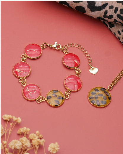 Bracelet Viviana - Léopard & rouge