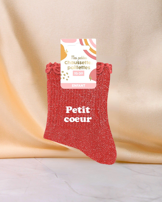 Chaussettes paillettes Enfant - Petit Coeur 3-6ans