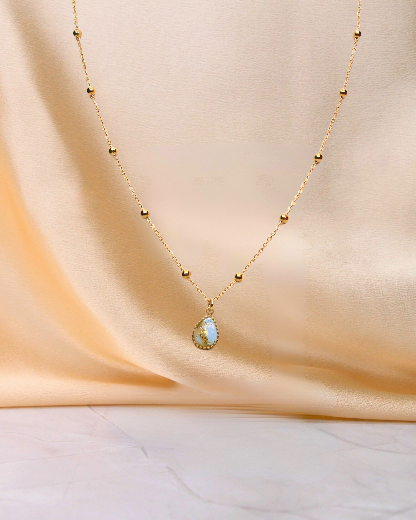 Collier goutte - Bleu ciel