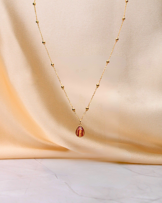 Collier goutte - Bordeaux & doré