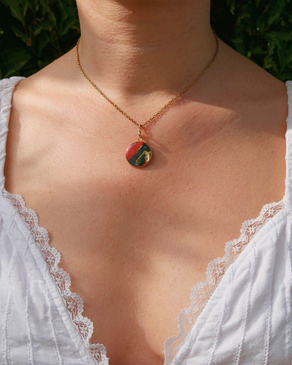 Collier Virginie - Rouge & Vert foncé