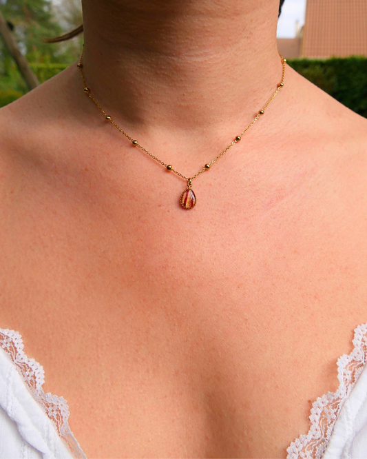 Collier goutte - Bordeaux & doré