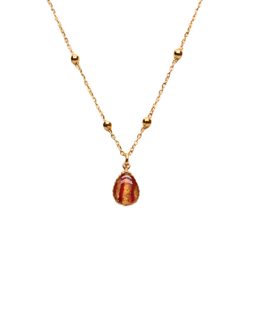 Collier goutte - Bordeaux & doré