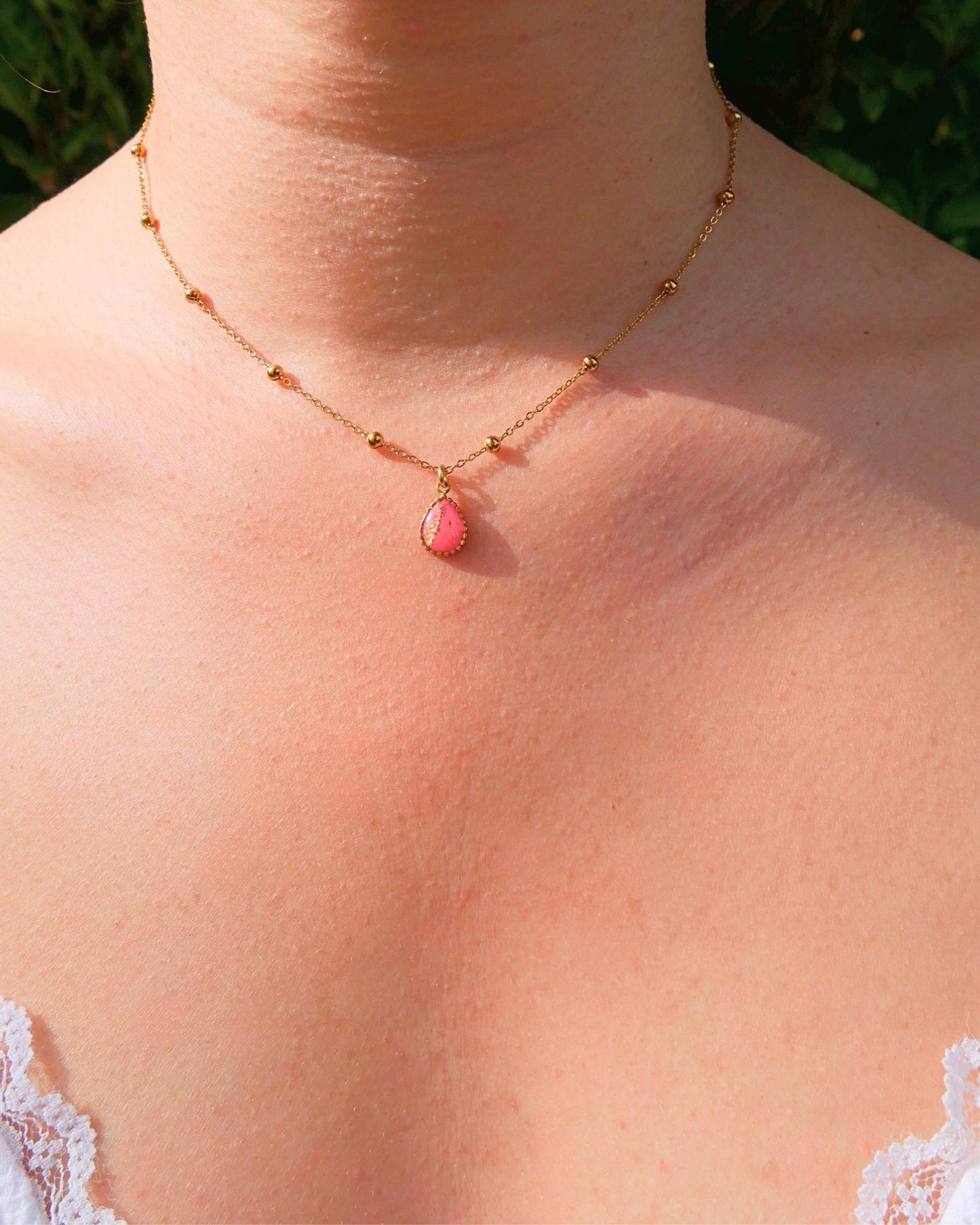 Collier goutte - Rose