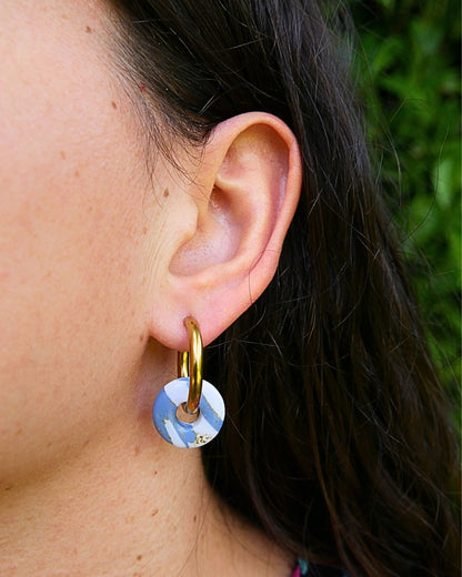 Créoles anneaux - Blanc & bleu
