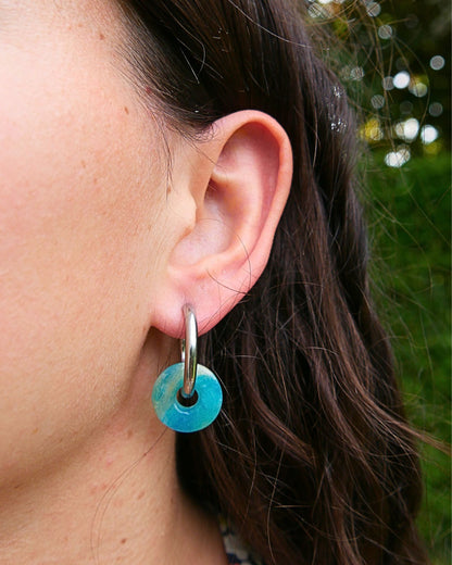 Créoles anneaux - Bleu turquoise