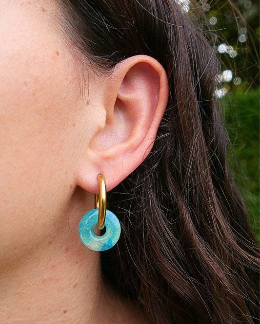 Créoles anneaux - Bleu turquoise