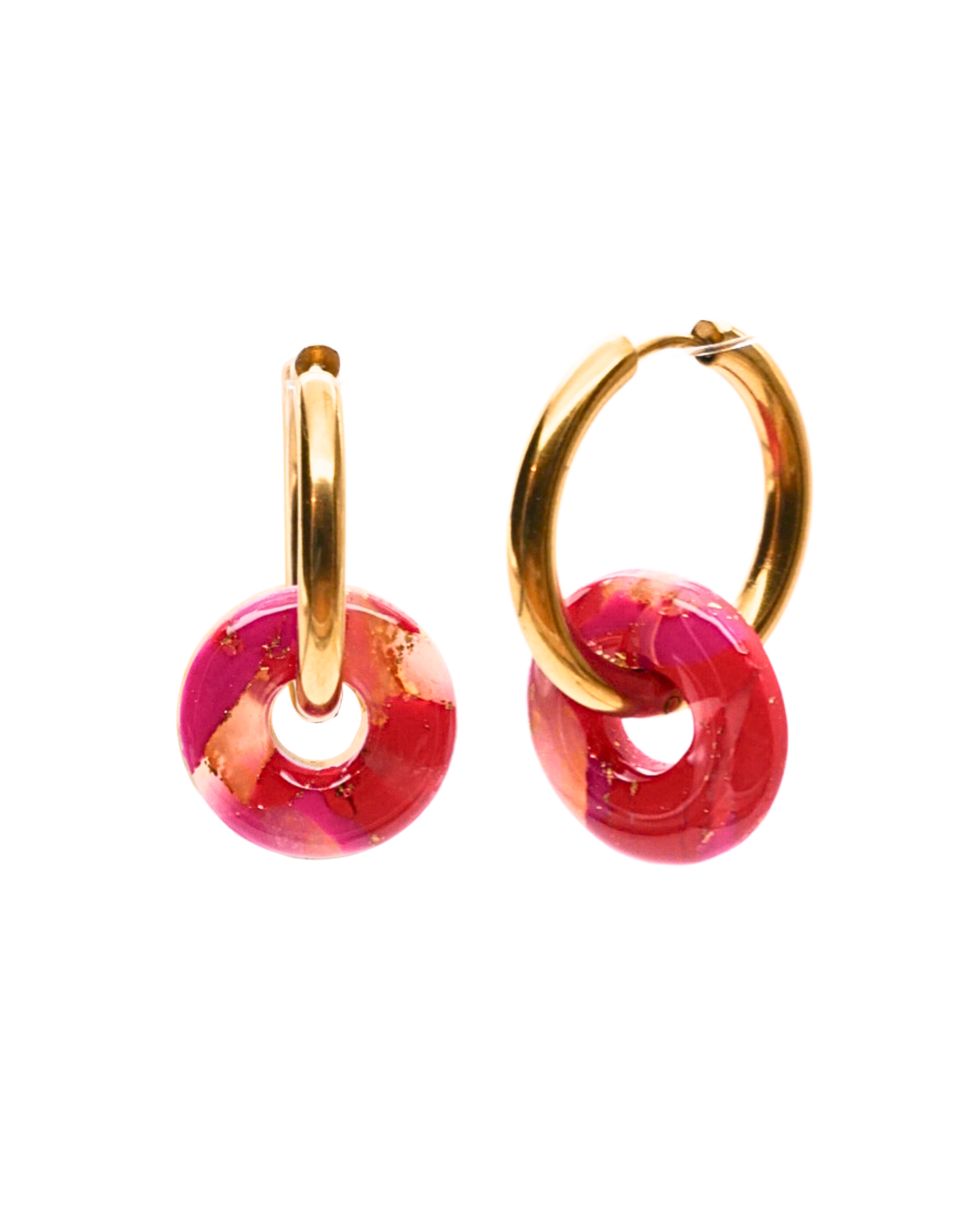 Créoles anneaux - Rose & rouge