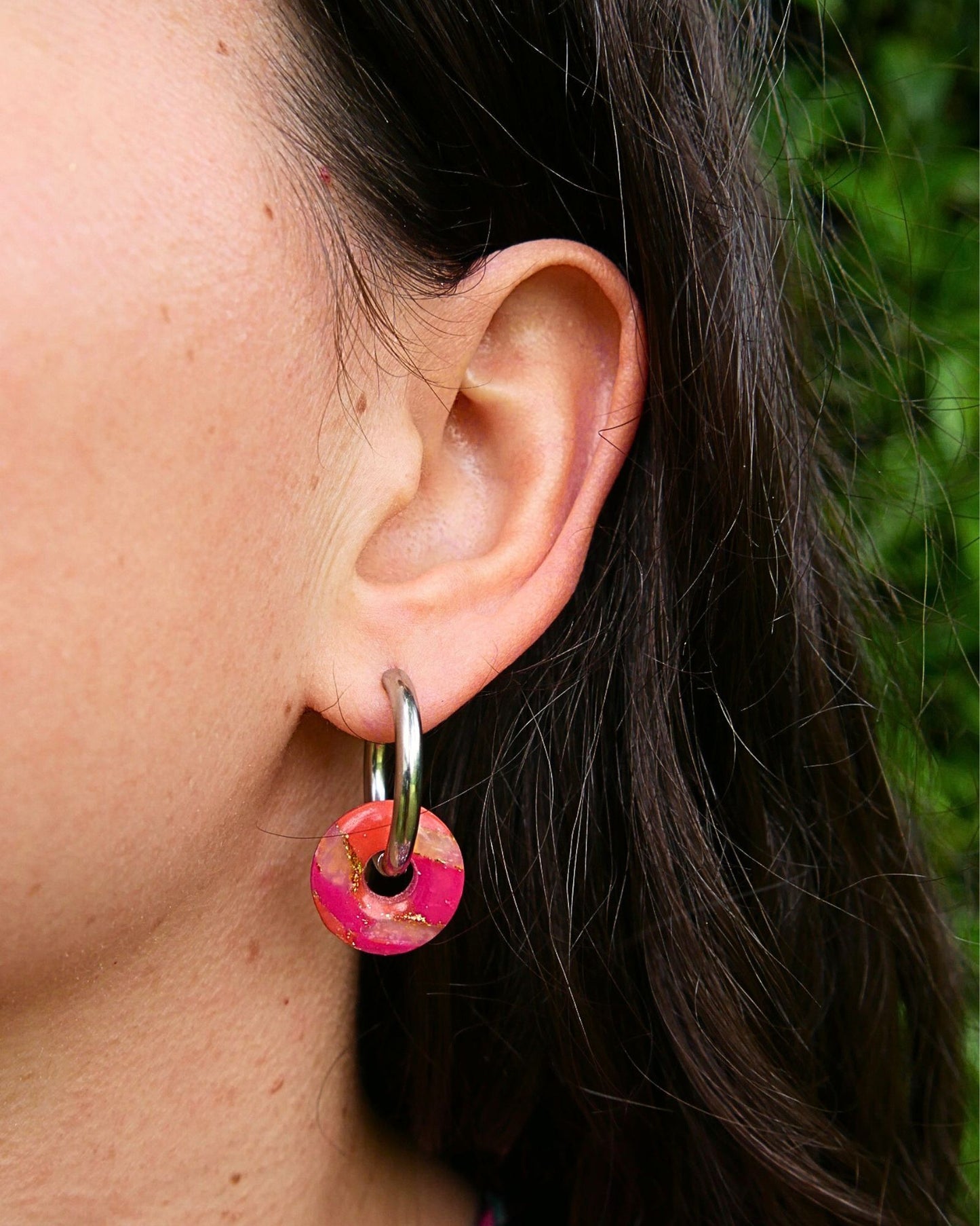Créoles anneaux - Orange & rose