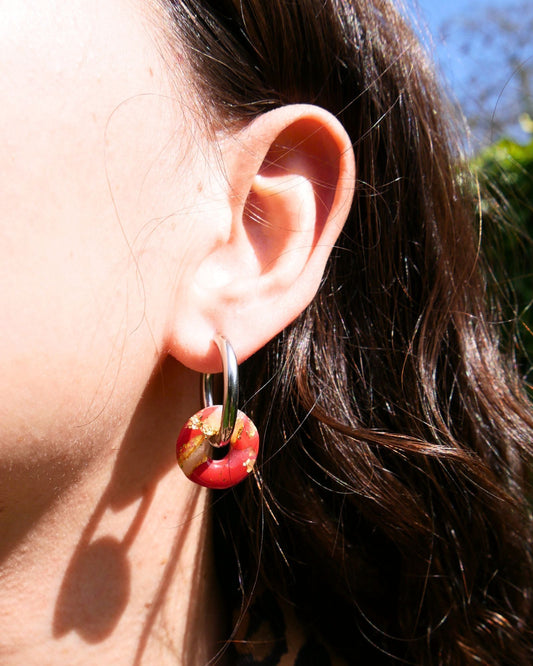 Créoles anneaux - Rouge rouille