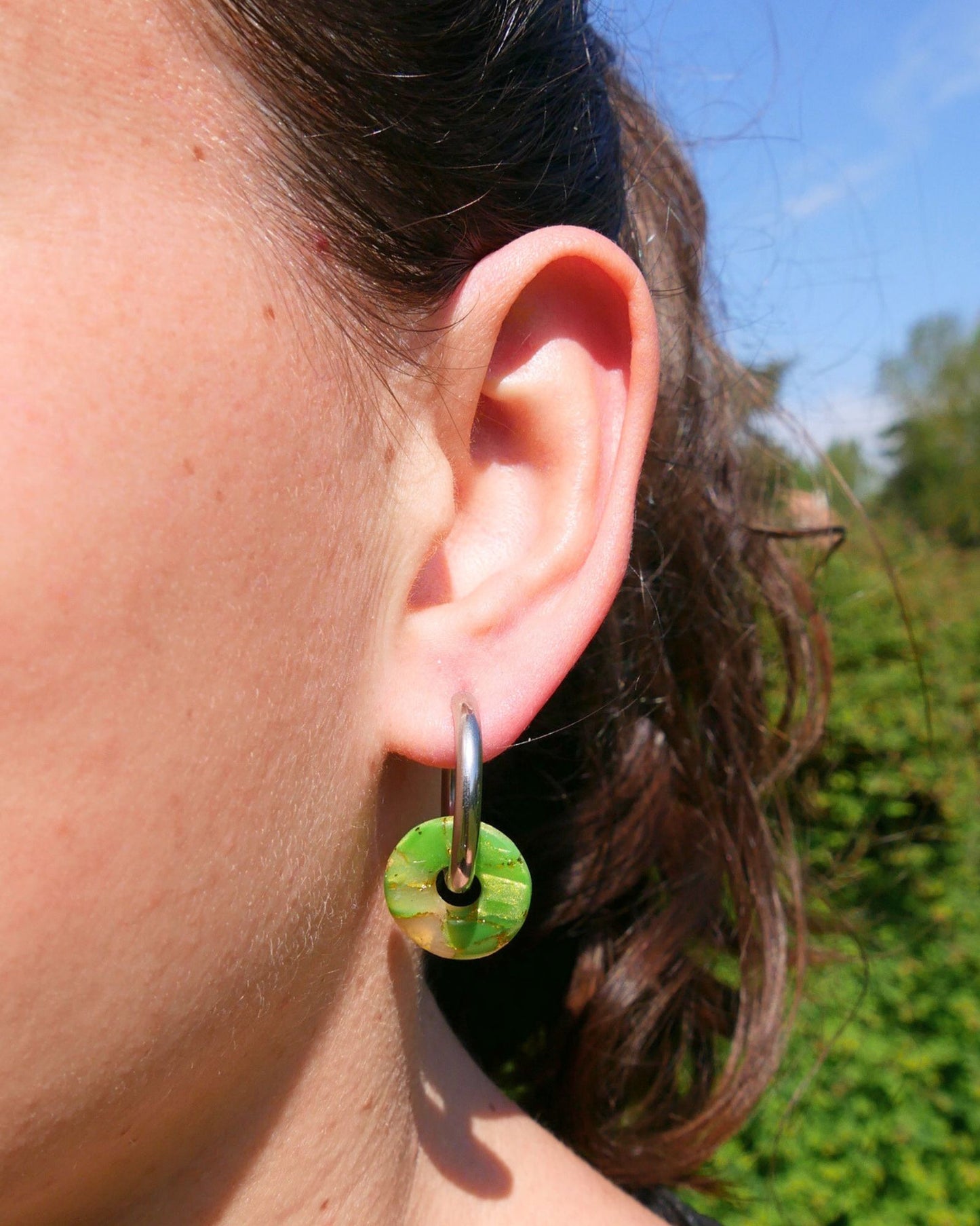 Créoles anneaux - Vert pistache