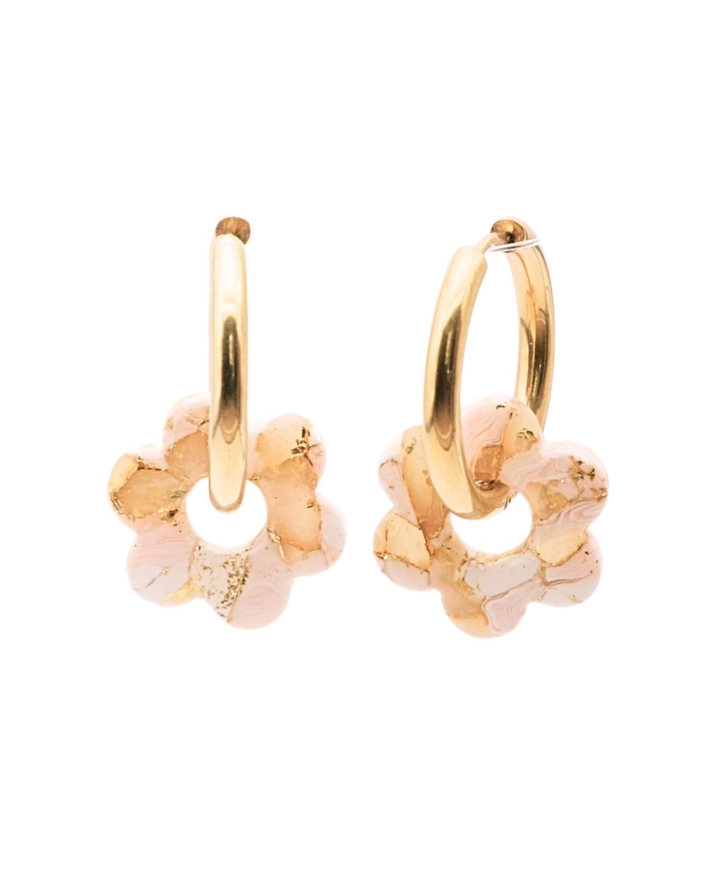 Créoles fleurs - Beige