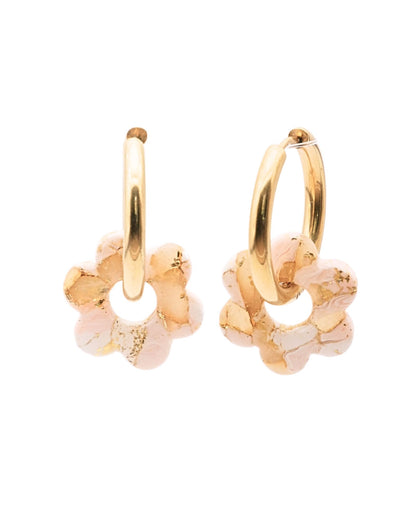 Créoles fleurs - Beige