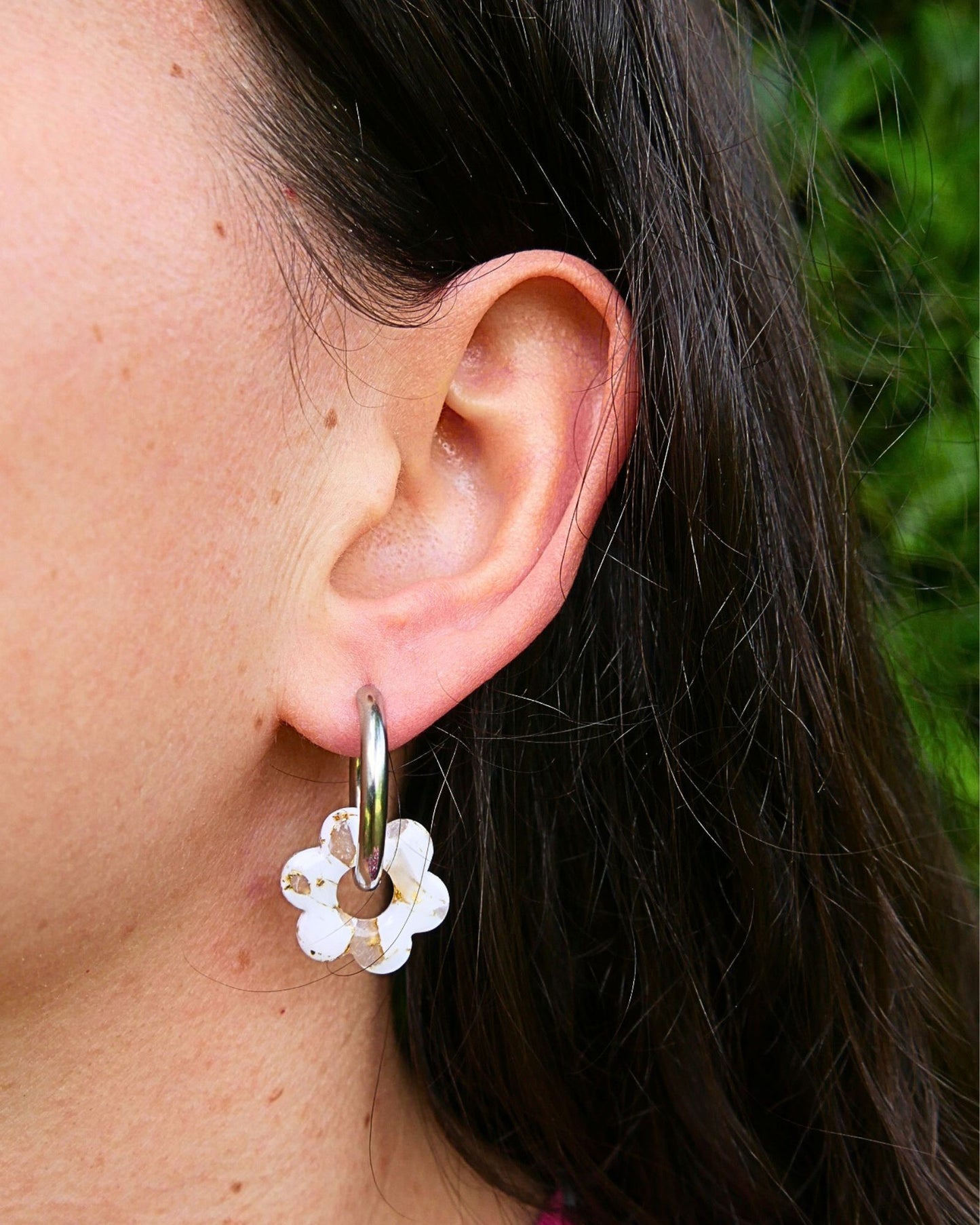 Créoles fleurs - Blanc