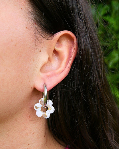 Créoles fleurs - Blanc