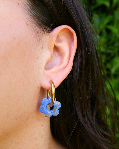 Créoles fleurs - Bleu