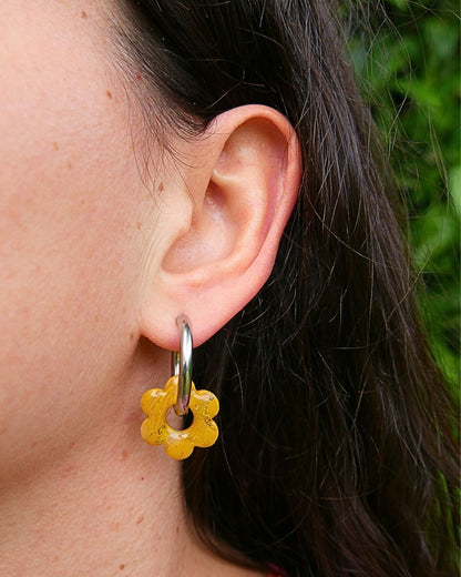 Créoles fleurs - Jaune